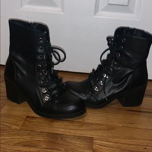 Guess combat lace up zipper booties